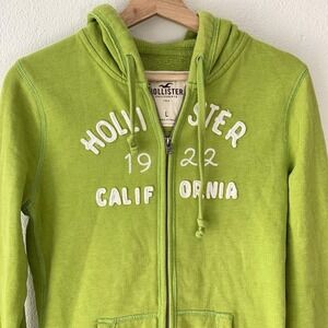 Vtg Y2K Hollister Hoodie Womens Large 1922 Green Full Zip Bella Swan Sweatshirt